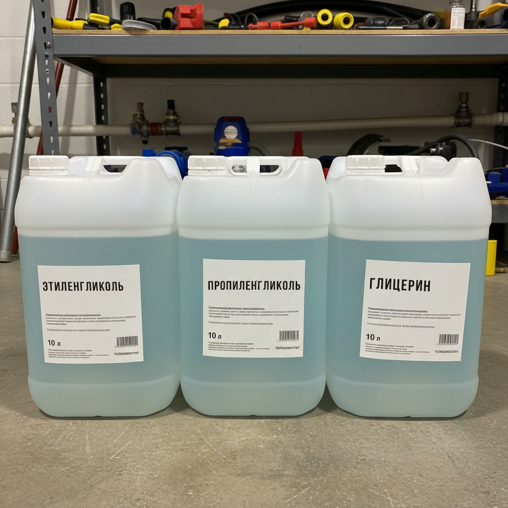 Различия в теплоносителях: этиленгликоль, пропиленгликоль, глицерин и кислоты (с ингибитором и без)